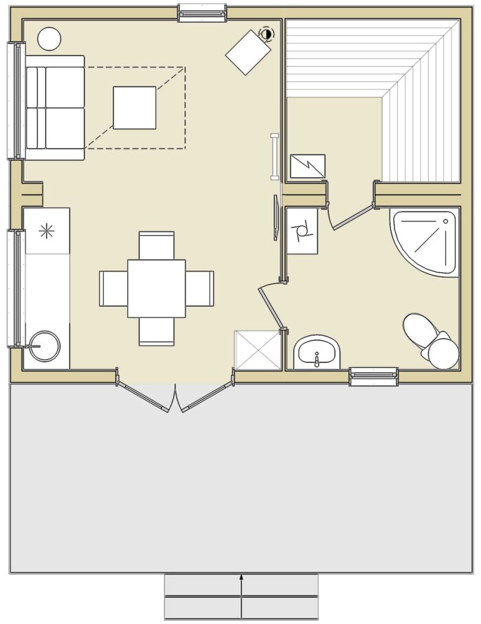 Норвежский Дом-Баня 33 м² Modum 1-й Этаж