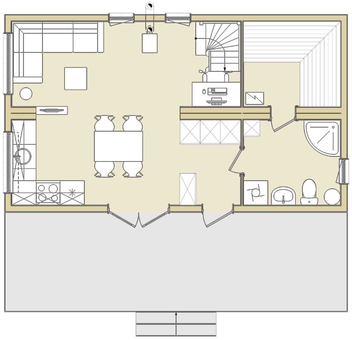 Норвежский Дом-Баня 64 м² Modum 1-й Этаж