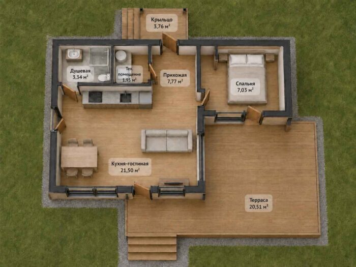 Карелия 61 м² Modum 1-й Этаж