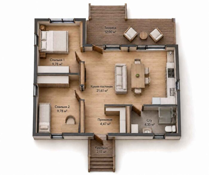 Скандинавия 65 м² Skandis 1-й Этаж