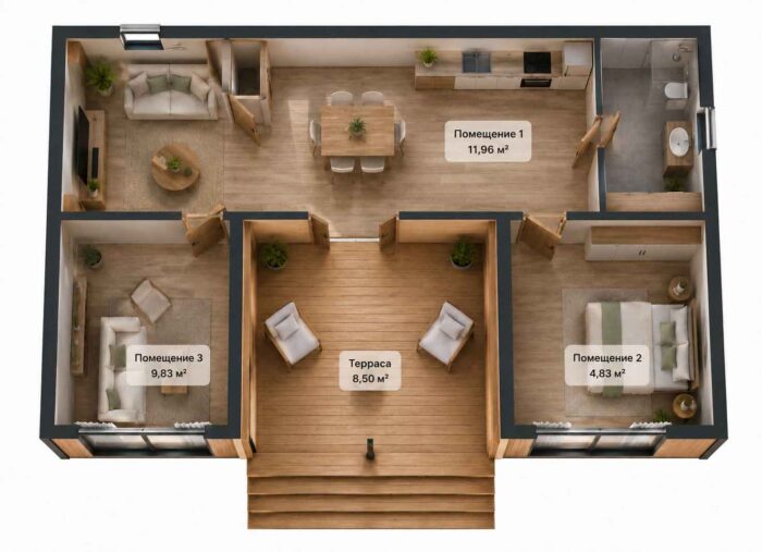 Скандинавия 36 м² SMART GLIDE